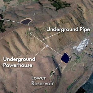 Located along the Columbia River near the John Day Dam, the Goldendale Energy Storage Project would consist of two reservoirs separated by 2,100 feet in elevation.