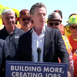 Gov. Gavin Newsom discussed his proposals at the construction site of NextEra's Proxima Solar and battery project in Patterson, Calif.