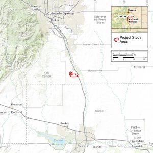 Location of the proposed Front Range Midway Solar project in Colorado.