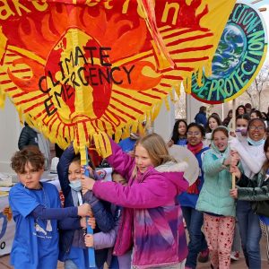 Youth rally for climate action during Roundhouse Climate Justice Day in New Mexico in February.