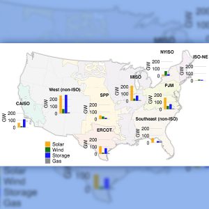 A map showing the queue size in different regions from LBNL's report.