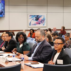 From left: Matthew Tejada, EPA; Julie Nelson, Cheniere; Paul Lau, SMUD; Dana Johnson, WE ACT; Ben Jealous, Sierra Club; and Shalanda Baker, DOE.