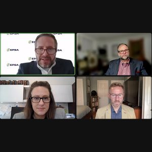 Clockwise from top left: EPSA's Todd Snitchler, Energy Choice Coalition's Robert Dillon, C3 Solutions Nick Loris, and EEI's Emily Fisher on Our Energy Policy's Webinar