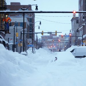 Winter storm Elliott blanket downtown Buffalo, New York