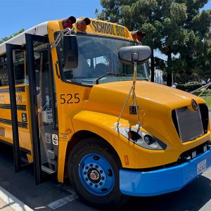 <p><span style="color: rgb(36, 36, 36); letter-spacing: normal; orphans: 2; text-align: start; white-space: normal; widows: 2; word-spacing: 0px; display: inline !important; float: none;">One of the electric school buses to be used in the V2G project was on display at the NARUC Summer Policy Summit in San Diego on July 18.</span></p>