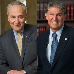 Senate Majority Leader Chuck Schumer (D-N.Y.) and Sen. Joe Manchin (D-W.Va.)