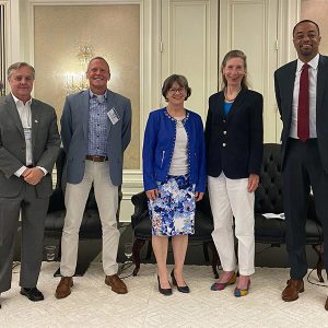 D.C. Public Service Commission Chair Emile C. Thompson (right) spoke at the Mid-Atlantic Conference of Regulatory Utilities Commissioners (MACRUC) Annual Education Conference in June with (from left) Larry Gasteiger, executive director, WIRES; Maryland Public Service Commissioner Michael Richard; Suzanne Glatz, director of strategic initiatives and interregional planning for PJM, and Barbara Tyran, director of the Macro Grid Initiative for the American Council on Renewable Energy (ACORE).