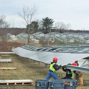 Utility scale solar project under construction