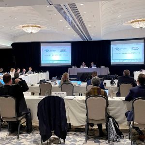 Stakeholders at the spring CREPC-WIRAB meeting listen to Utah Public Service Commission Chair Thad Levar and California Public Utilities Commissioner Clifford Rechtschaffen discuss their work on a joint federal-state task force on transmission.