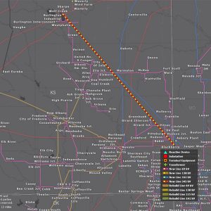 The Wolf Creek-Blackberry 345-kV transmission project in Kansas and Missouri. 