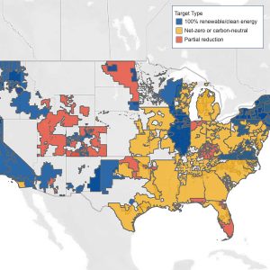 The Smart Electric Power Association's Utility Carbon Reduction Tracker shows that 70% of U.S. customers are served by a utility with a 100% carbon reduction target.