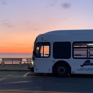 The Martha's Vineyard Transit Authority has 16 battery electric buses like the one seen here, and it plans to transition its remaining 16 diesel buses to electric as well.