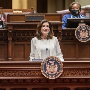 Governor Kathy Hochul delivers 2022 State of the State address at the State Capitol on January 5.