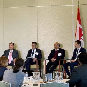 From left: Paul Hibbard, Analysis Group; Dennis Arriola, Avangrid, Badar Khan, National Grid; Arun Banskota, Algonquin Power and Utiliti; David Rheaume, Hydro-Quebec.