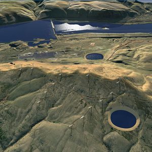 The proposed pumped hydro project would use a lower and upper reservoir above the John Day Dam on the Columbia River.