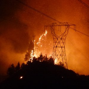 A wildfire burned near high-voltage lines in south-central Washington state in 2013.
