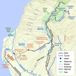 <p>Map shows the proposed design for the West Kauai Energy Project</p>