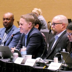 From left: MISO counsel Andre Porter, IMM David Patton, MISO Executive Director of Operations J.T. Smith and MISO VP Renuka Chatterjee