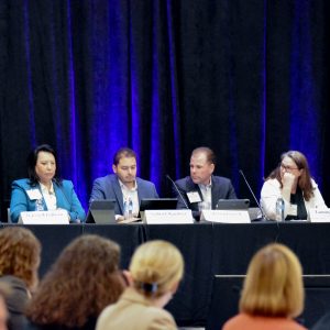 From left: Arne Olson, E3; WAPA CEO Tracey LeBeau; New Mexico PRC Commissioner Gabriel Aguilera; SCE CEO Steve Powell; and Nevada PUC Commissioner Tammy Cordova