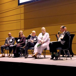 From left: Deputy Commissioner Robert Hotaling, CT DECD; Mayor Laura Hoydick, Stratford, CT; Commissioner Mark Boughton, CT DRS; Chairman Marissa Gillett, CT PURA; Bryan Garcia, CT Green Bank