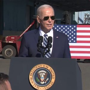 With the Port of Philadelphia as a backdrop, President Joe Biden talks about the Mid-Atlantic Clean Hydrogen Hub, one of seven regional hubs announced Friday.