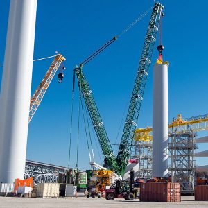 South Fork Wind’s first tower, nacelle and blades are loaded this past weekend at the Port of New London in Connecticut.