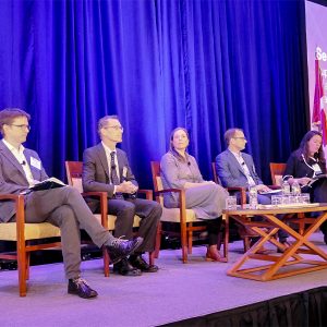 From left: Tristan Doherty, LG Energy Solution Vertech; John Dalton, Power Advisory; Alicia Barton, FirstLight Power; Éric Lachance, Energir; Rachel McCormick, Natural Resources Canada