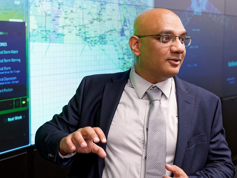 New York Power Authority Senior Engineer Rahul Kadavil explains the capabilities of the control room at the AGILe Lab, NYPA's newly expanded power grid research and test facility, in Albany, N.Y., on May 29.