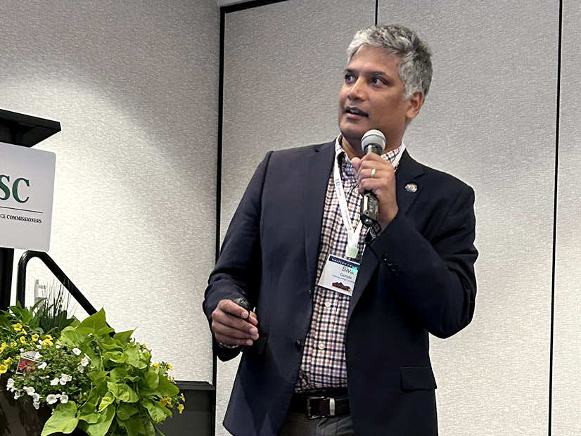 Siva Gunda, Commissioner and Vice Chair at the California Energy Commission, speaks in a load forecasting panel at the Western Conference of Public Service Commissioners May 20. 