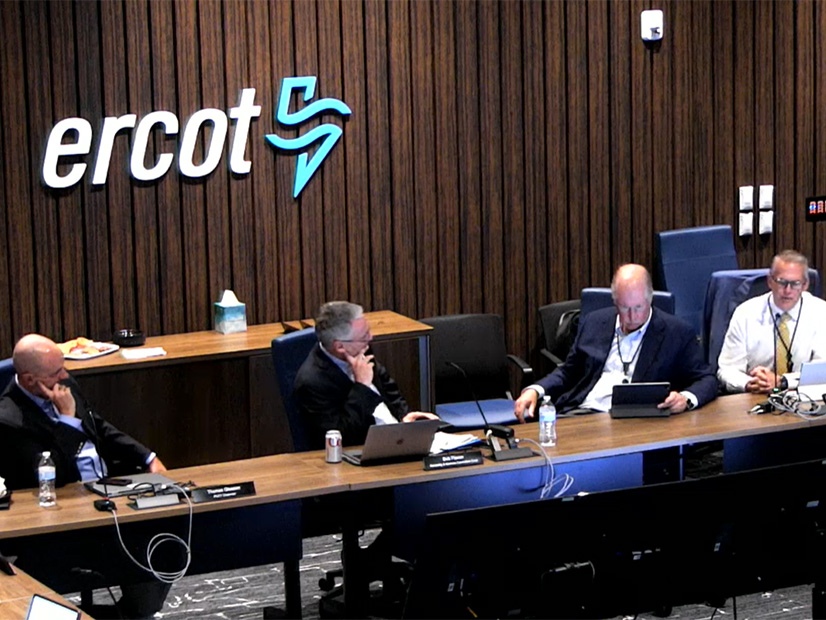 ERCOT CEO Pablo Vegas (right) explains ECRS' value to (left to right) PUC Chair Thomas Gleeson and Directors Bob Flexon and John Swainson.