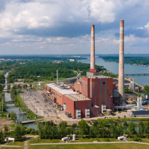 DTE Energy's retired Trenton Channel coal power plant is shown in 2023.