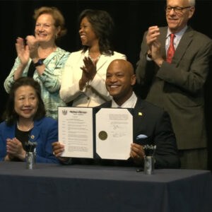 Maryland Gov. Wes Moore signs an executive order calling for a series of accelerated actions to cut the state's greenhouse gas emissions 60% by 2031. The signing took place in Baltimore on June 4. 