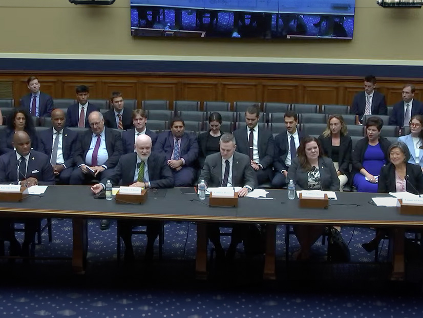 From left: FERC Chair Willie Phillips, and Commissioners Mark Christie, David Rosner, Lindsay See and Judy Chang testifying before the House Energy and Commerce Committee