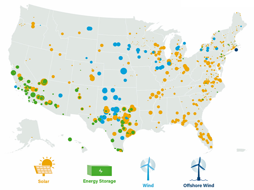 This map shows emissions-free power capacity that came online between September 2022 and March 2024.