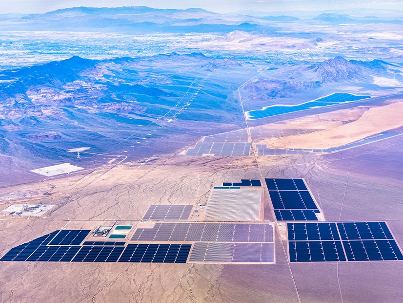 Solar arrays dot the Mojave Desert in Nevada.