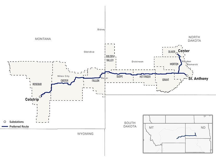 Proposed route of the North Plains Connector transmission line.