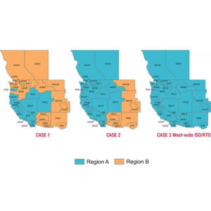 The Stanford examines two market configurations in which the West is divided into two separate RTOs with different footprints and one consisting of a single RTO. 