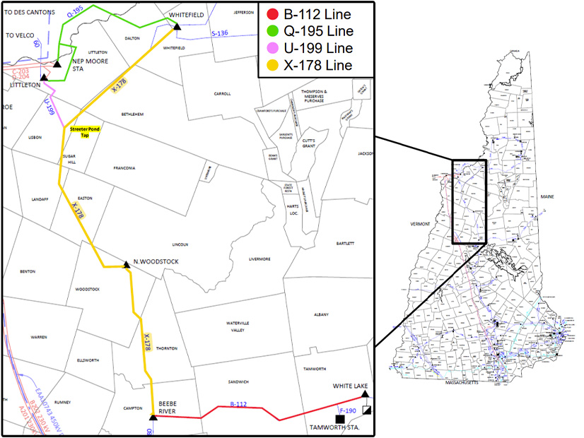 Map of Eversource's X-178 transmission line