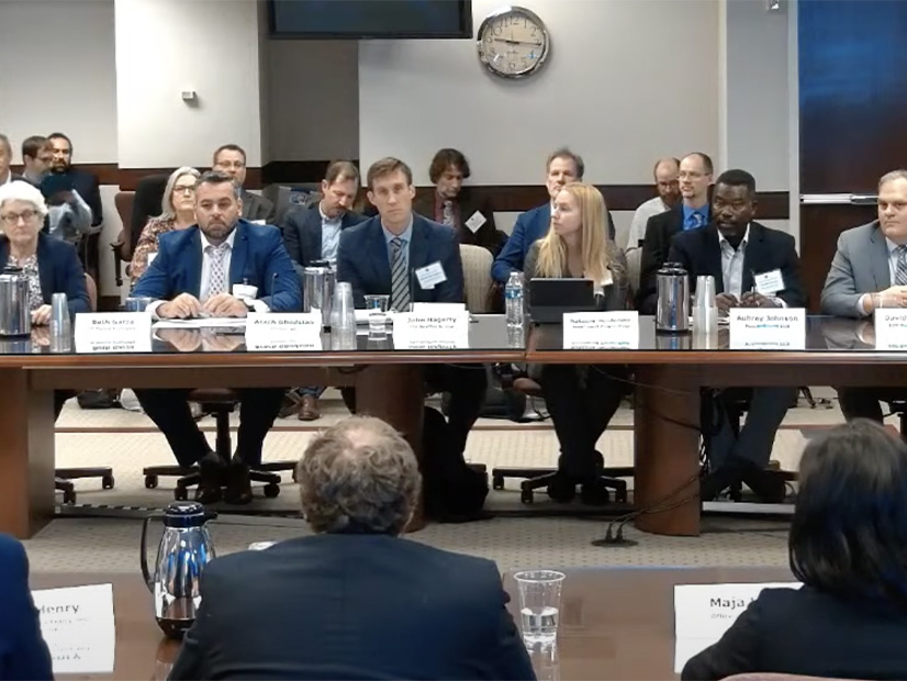 The first panel from FERC's interconnection workshop: Beth Garza, Arash Ghodsian, John Michael Hagerty, Natasha Henderson, Aubrey Johnson and David Mindham.