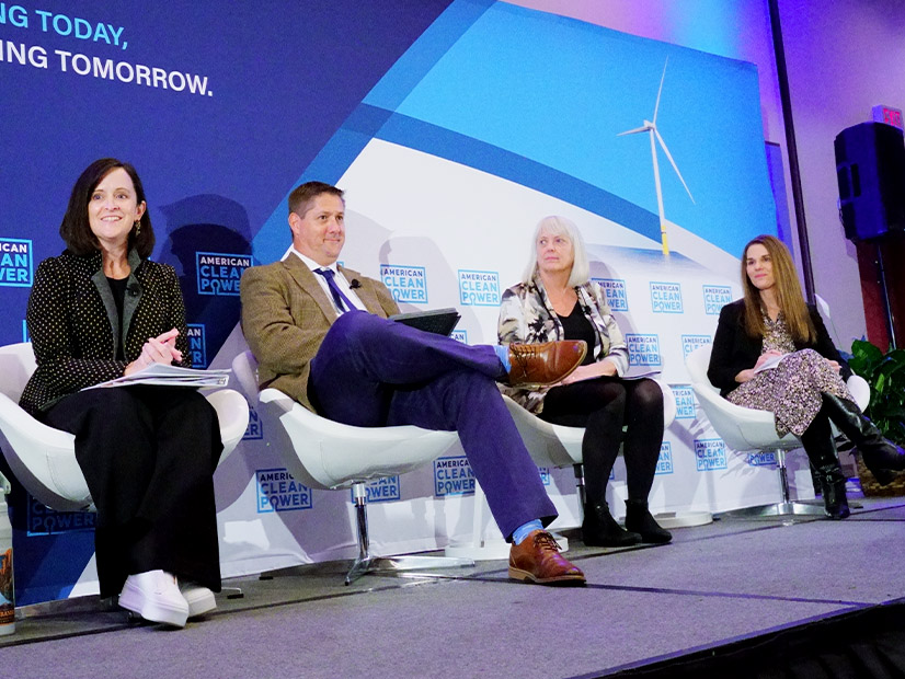 From left: BOEM Director Elizabeth Klein, Permitting Council Director Eric Beightel, NOAA Fisheries Assistant Administrator Janet Coit and Patty DiOrio of Ørsted hold an Offshore WINDPOWER panel discussion on lessons learned from early offshore wind projects.