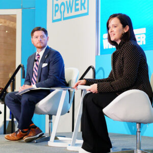 Assistant Defense Secretary Brendan Owens and BOEM Director Elizabeth Klein speak at American Clean Power's Offshore Windpower conference Oct. 29 in Atlantic City, N.J.