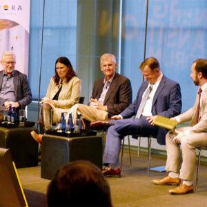 From left: ISO-NE CEO Gordon van Welie, Alpha Generation President Mary Anne Brelinsky, Calpine CEO Thad Hill, Hunt Energy Network CEO Pat Wood and Aurora Energy's Olivier Beaufils.