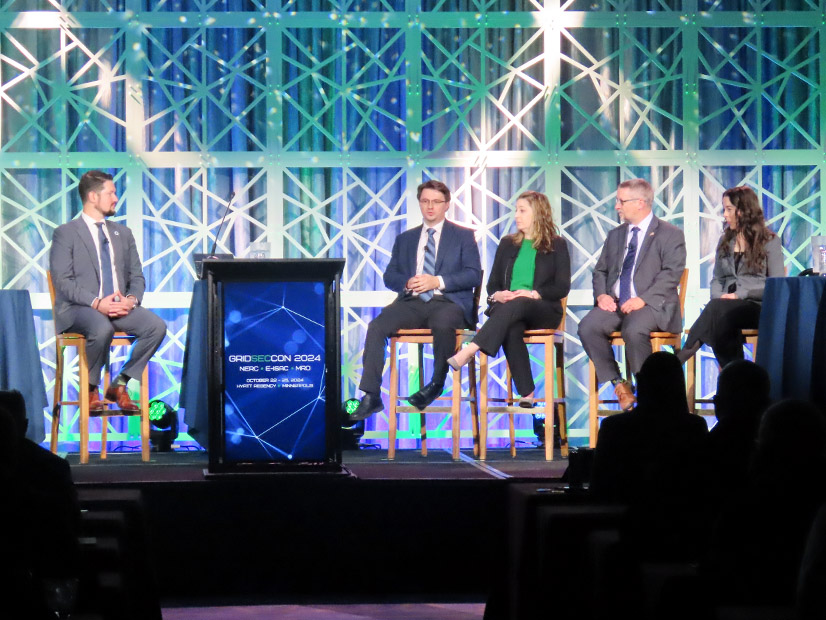 From left: Matt Duncan, E-ISAC; Timothy Davis, EI-ISAC; Brandi Martin, DOE; Spencer Wood, CISA; and Kathleen Miller, Natural Resources Canada