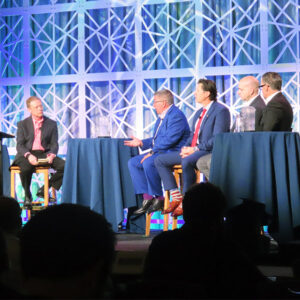 From left: Carter Manucy, NRECA; Manny Cancel, E-ISAC; Brian Harrell, Avangrid; Jonathan Homer, CPS Energy; Adam Lee, Dominion Energy