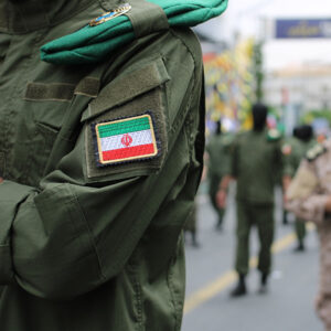 Iranian soldiers march in Tehran in 2022.