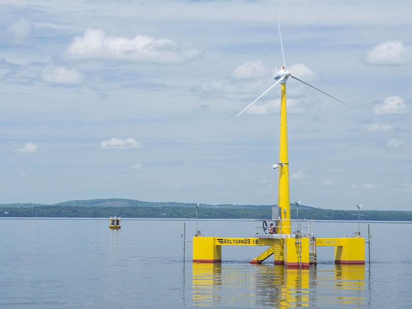 A floating offshore wind turbine in Maine. 