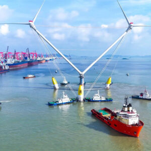 Mingyang’s Ocean X, the world’s largest floating wind platform, launches from Guangzhou earlier this year. The International Energy Agency in its Renewables 2024 report highlights China as the global renewable energy leader.