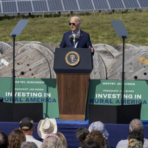 President Biden announces funding for clean rural electrification through the Inflation Reduction Act at Vernon Electric Cooperative in Westby, Wis.