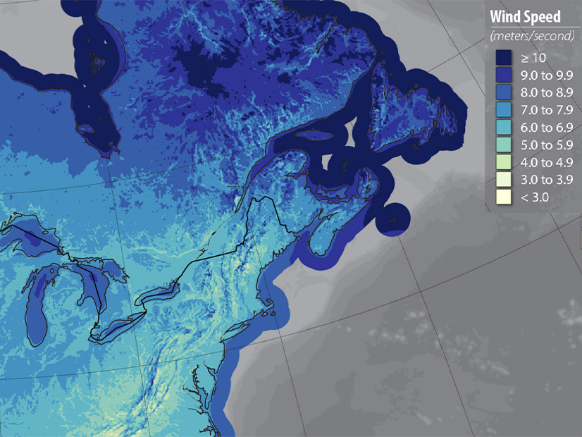 Annual average wind speed at 100 meters above surface level