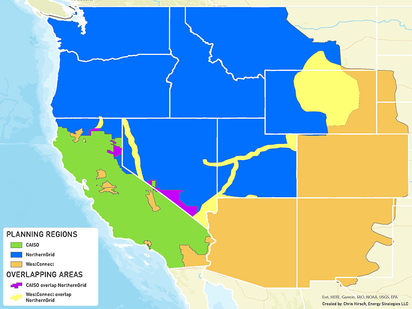 Map shows the three transmission planning regions in the Western Interconnection.